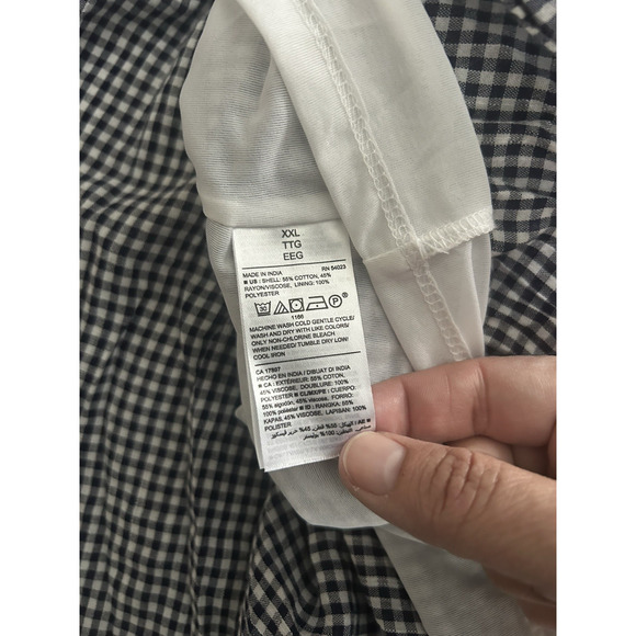 Old Navy Gingham Plaid Off Shoulder Midi Peasant Dress Womens Size XXL Black - Picture 4 of 8